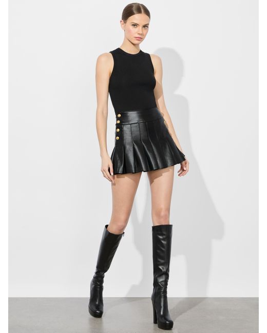 Alice + Olivia Lanna Faux Leather Mini Skirt in Black | Lyst