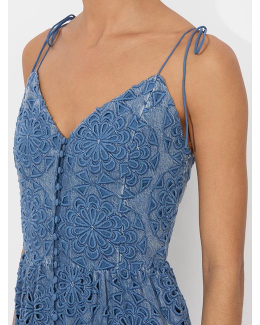 Alice + Olivia Shanti Tiered Midi Dress in Blue | Lyst
