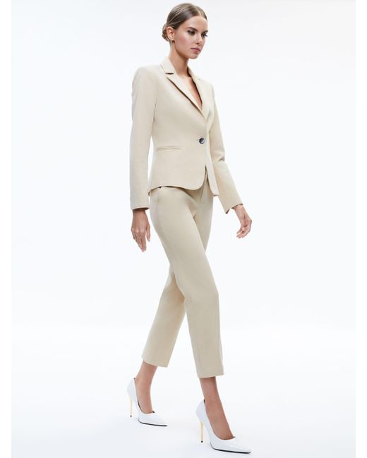 Alice + Olivia Natural Macey Chino Fitted Notch Collar Blazer