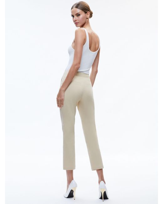 Alice + Olivia Natural Nicky Chino Waistband Slim Ankle Pant