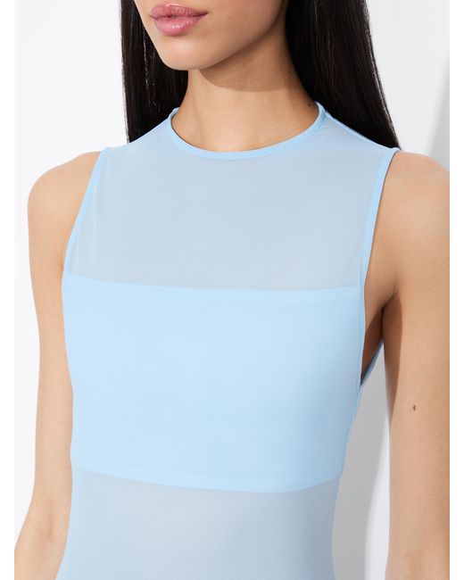 Alice + Olivia Blue Bandeau Sleeveless Bodysuit
