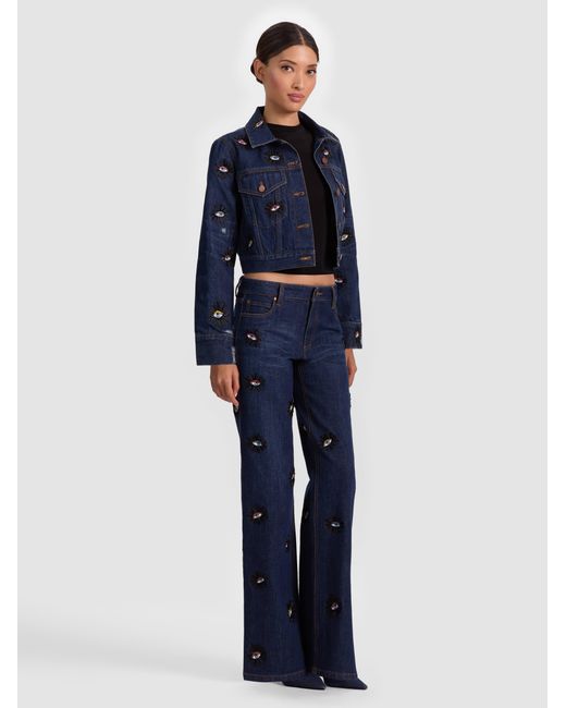 Alice + Olivia Blue Chloe Embellished Denim Jacket