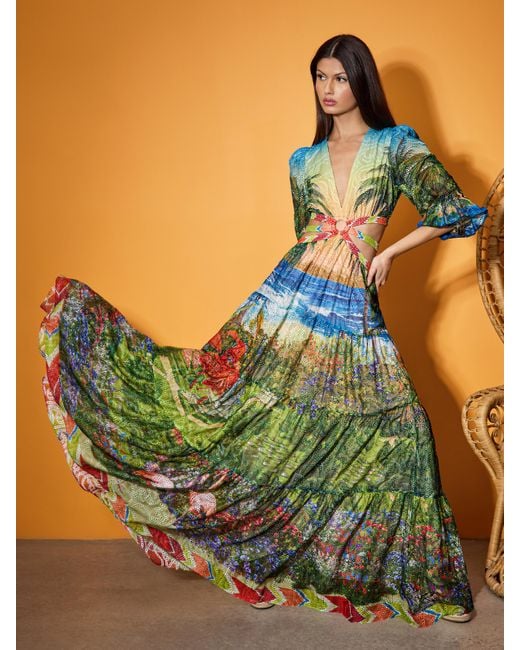 （US発）Alice+Olivia Patrica ティアード ドレス Patrica Tiered Dress In Island Dreams Multi | Alice + Olivia