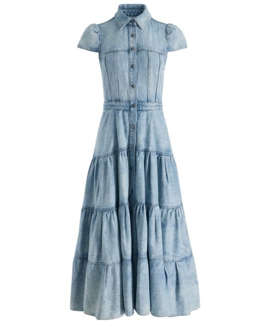 Alice + Olivia Blue Patsy Denim Midi Dress