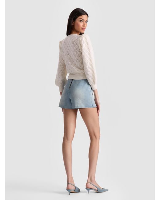 Alice + Olivia White Doris Pointelle Cardigan