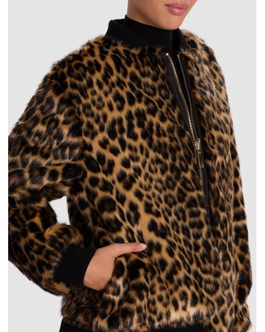 Alice + Olivia Brown Becky Reversible Faux Fur Bomber Jacket