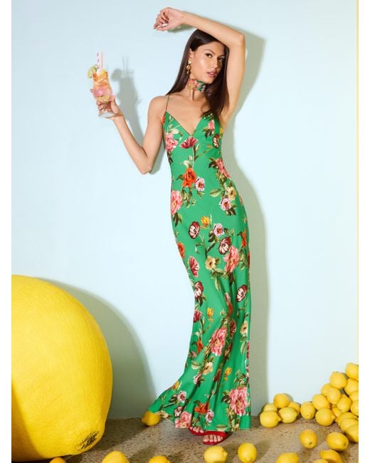 Alice + Olivia Loma Maxi Slip Dress in Green | Lyst
