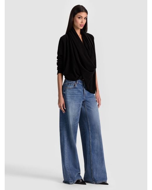 Alice + Olivia Black Jules Draped Pullover