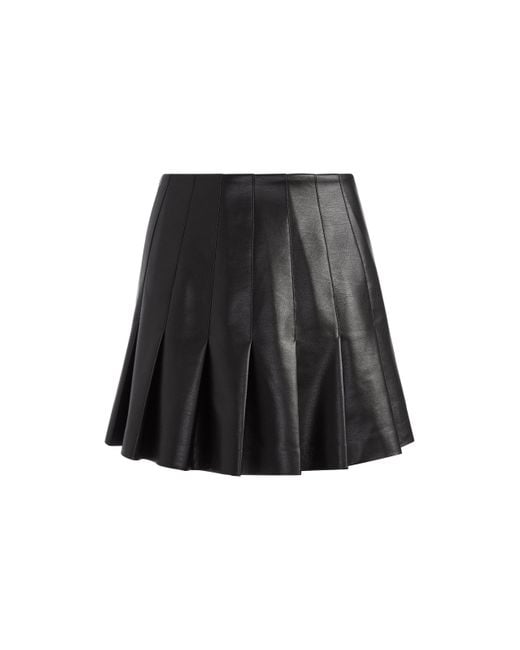 Alice + Olivia Black Alice + Olivia Carter Vegan Leather Pleated Skirt