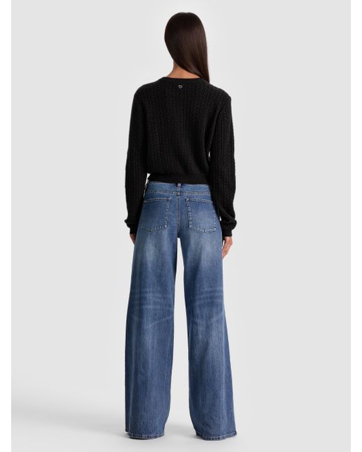 Alice + Olivia Black Dollie Cashmere Cableknit Cardigan