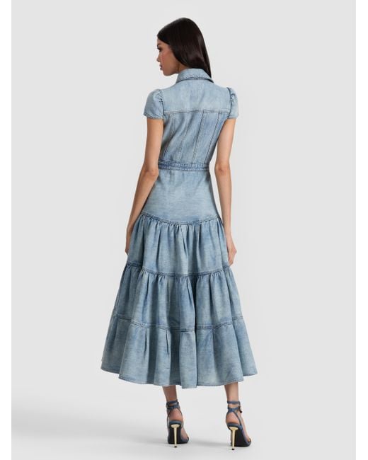 Alice + Olivia Blue Patsy Denim Midi Dress