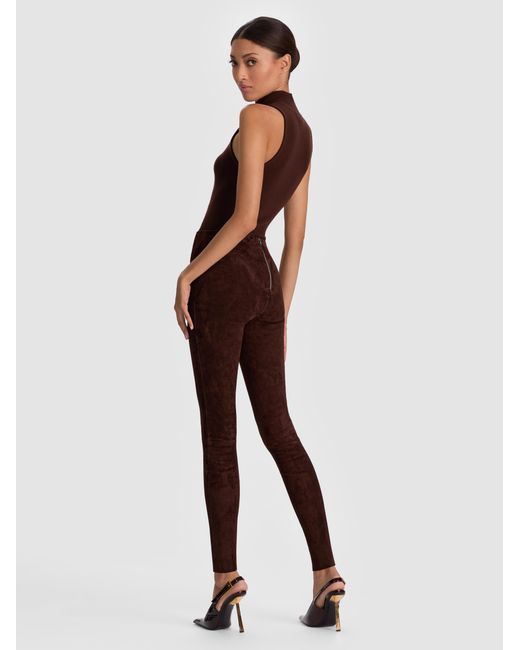 Alice + Olivia Brown Lennox Suede Legging
