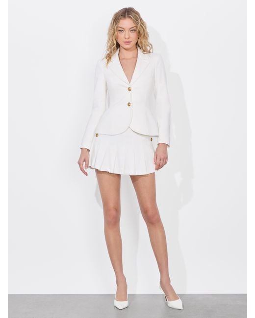 Alice + Olivia Iana Denim Sculpted Blazer in White | Lyst