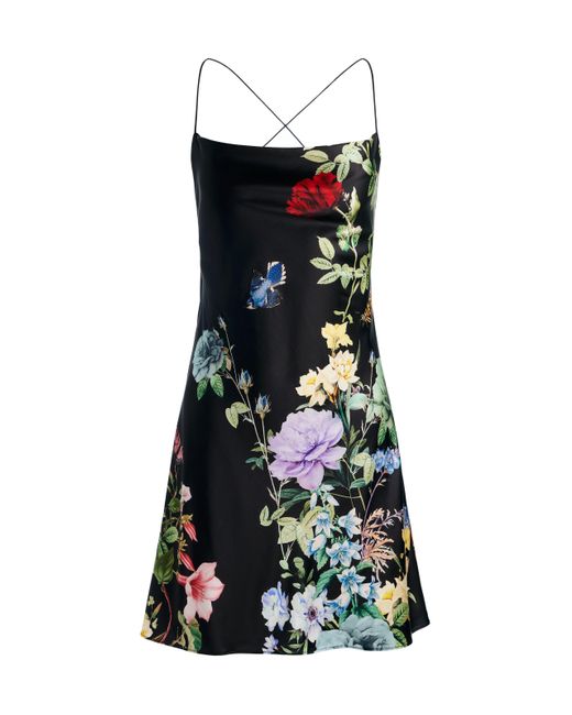 Alice + Olivia Black Harmony Cowl Back Slip Dress
