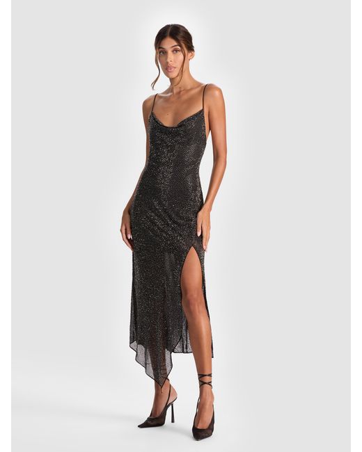 Alice + Olivia Women's Black Harmony Embellished Slip Dress