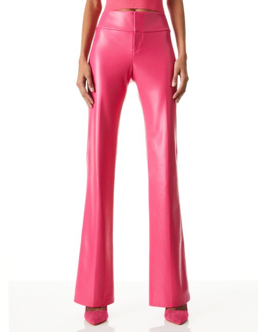 Alice + Olivia Pink Marshall Faux Leather Flare Pants