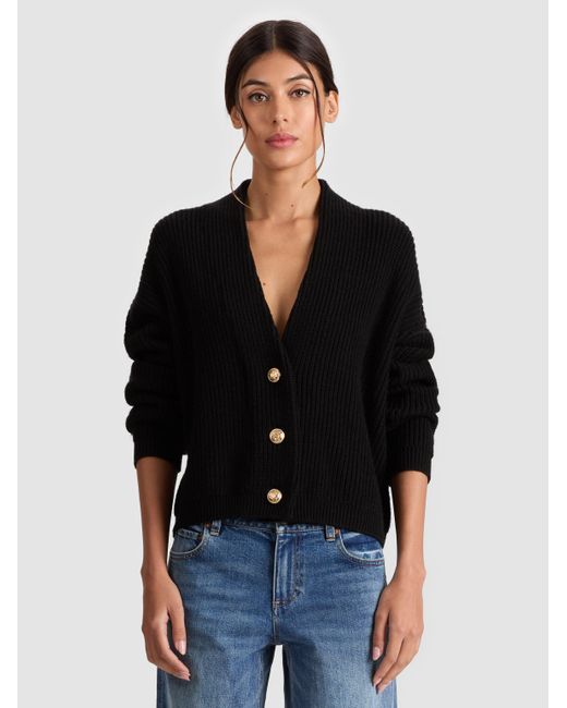 Alice + Olivia Black Holden Foldback Cardigan