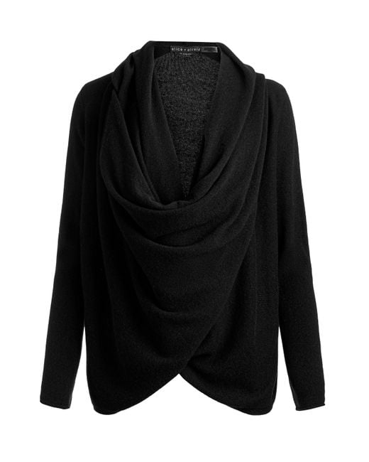 Alice + Olivia Black Jules Draped Pullover