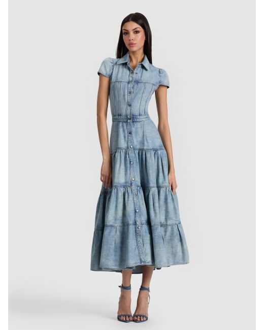 Alice + Olivia Blue Patsy Denim Midi Dress