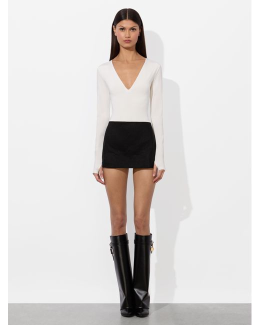 Alice + Olivia Black Mace Linen Mini Skort