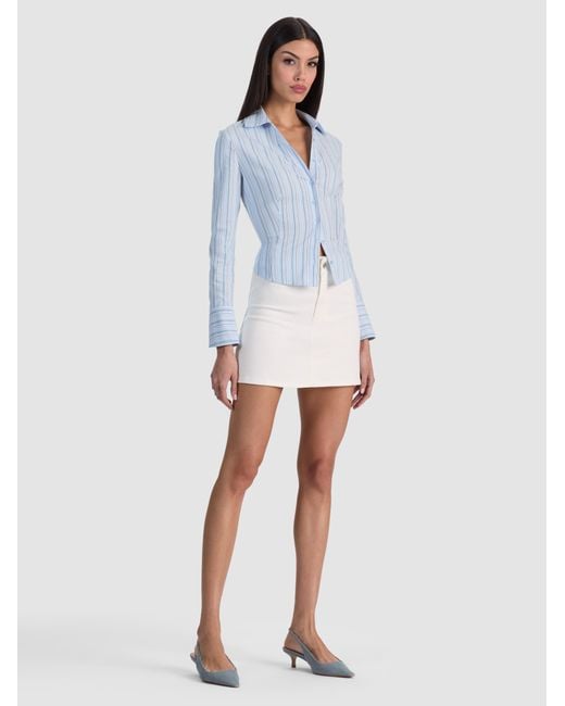 Alice + Olivia Blue Freya Button Down Top