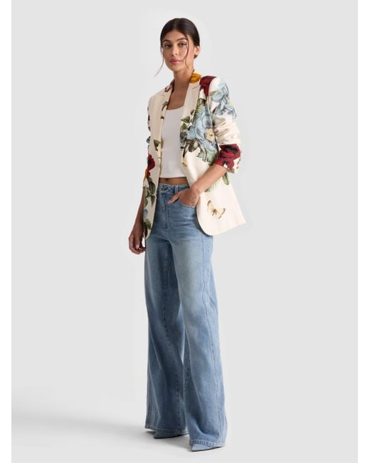 Alice + Olivia Multicolor Breann Printed Linen Blazer