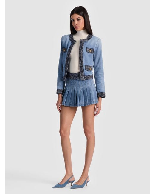Alice + Olivia Blue Landon Cropped Denim Jacket