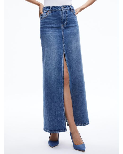 Alice + Olivia Blue Rye Denim Maxi Skirt
