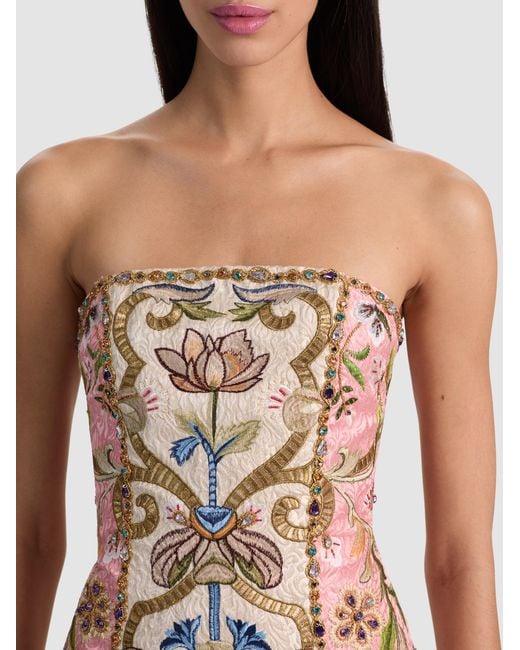 Alice + Olivia Katia Embroidered Mini Gown in White | Lyst