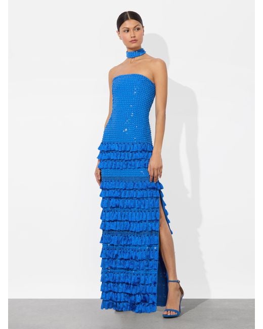 Alice + Olivia Blue Georgie Embellished Gown