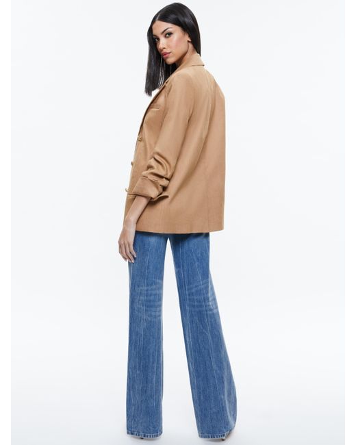 Alice + Olivia Natural Anthony Linen Double Breasted Blazer