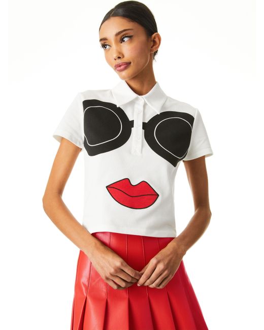 Alice + Olivia Marsha Stace Face Cropped Polo - Lyst
