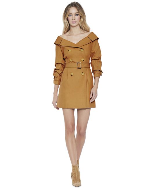 Alice + Olivia Multicolor Candace Off Shoulder Trench Coat