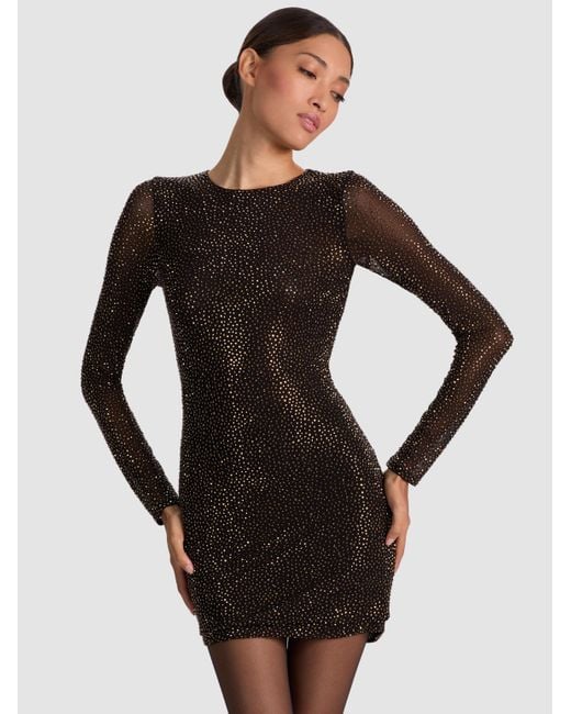 Alice + Olivia Black Delora Embellished Mini Dress