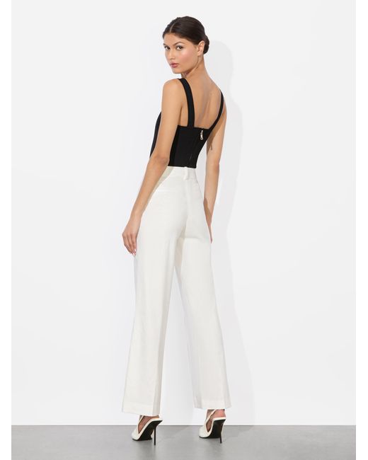 Alice + Olivia White Quinn Linen Kick Flare Pant
