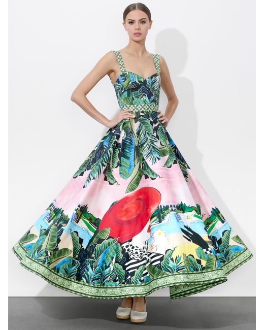 alice olivia chara floral fit & flare midi dress ALICE + OLIVIA Chara Turtleneck Long Sleeve Full Flare Midi Dress