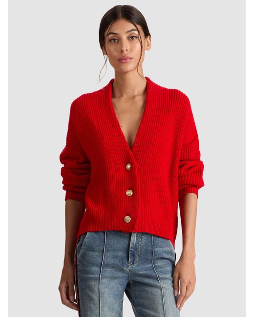 Alice + Olivia Red Holden Foldback Cardigan