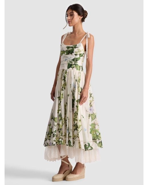 alice and olivia haven pleated dress HAVEN FLARED MAXI DRESS in FRESH AIR BUTTER