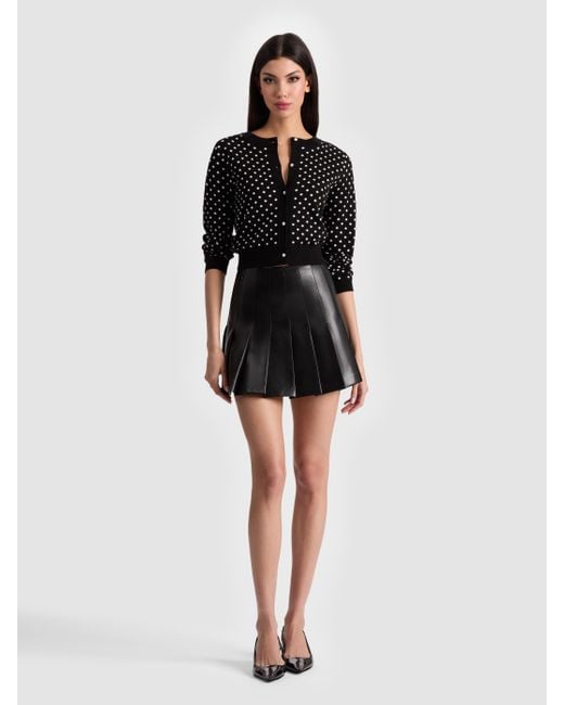 Alice + Olivia Black Alice + Olivia Carter Vegan Leather Pleated Skirt