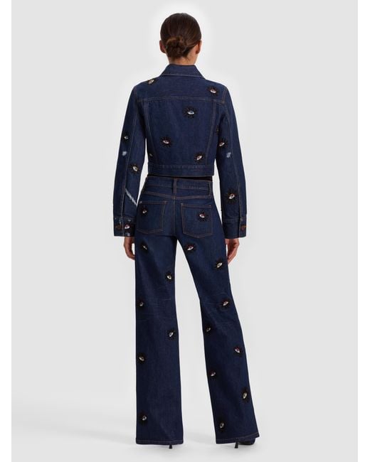 Alice + Olivia Blue Chloe Embellished Denim Jacket