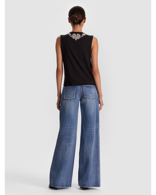 Alice + Olivia Blue Dede Embellished Tank