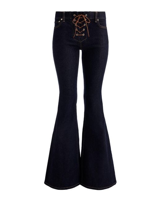 Alice + Olivia Blue Delilah Lace Up Jean