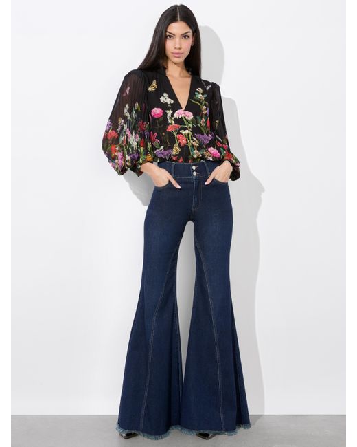 Alice + Olivia Black Ilan Button Front Blouse