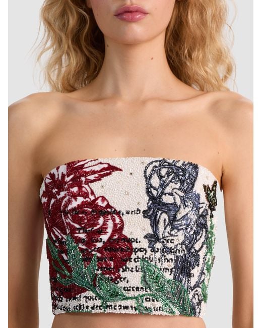 Alice + Olivia White Ceresi Embellished Bandeau Top