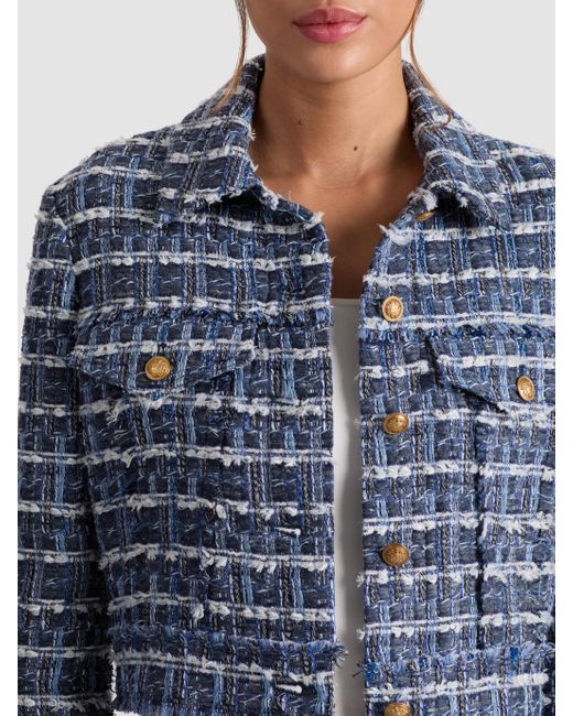 Alice + Olivia Blue Chloe Cropped Jacket