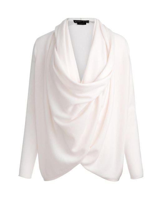 Alice + Olivia White Jules Draped Pullover