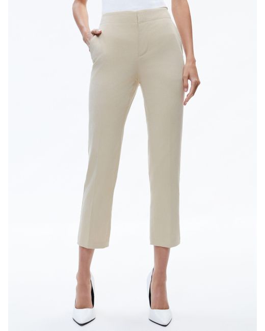Alice + Olivia Natural Nicky Chino Waistband Slim Ankle Pant