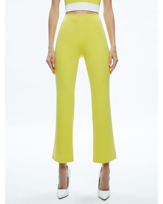 Alice + Olivia Yellow Rmp Mid Rise Back-zip Bootcut Ankle Pant
