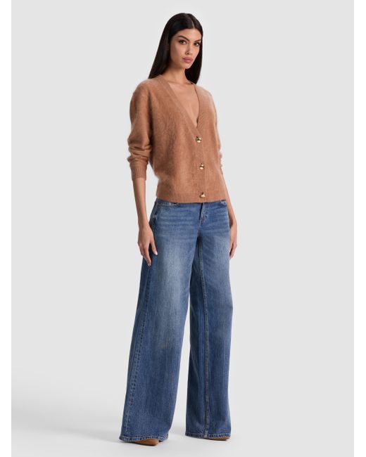 Alice + Olivia Blue Bradley Short Cardigan