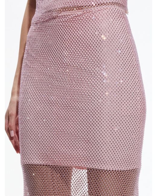 Alice + Olivia Pink Maeve Crystal Embellished Midi Skirt